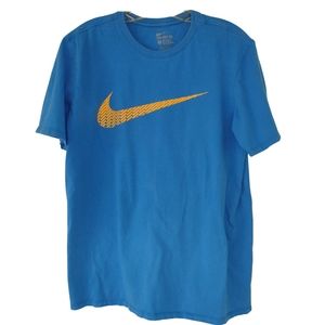 E) Nike Mens T Shirt Blue Swoosh Logo Tee Short Sleeve Athletic Shirt